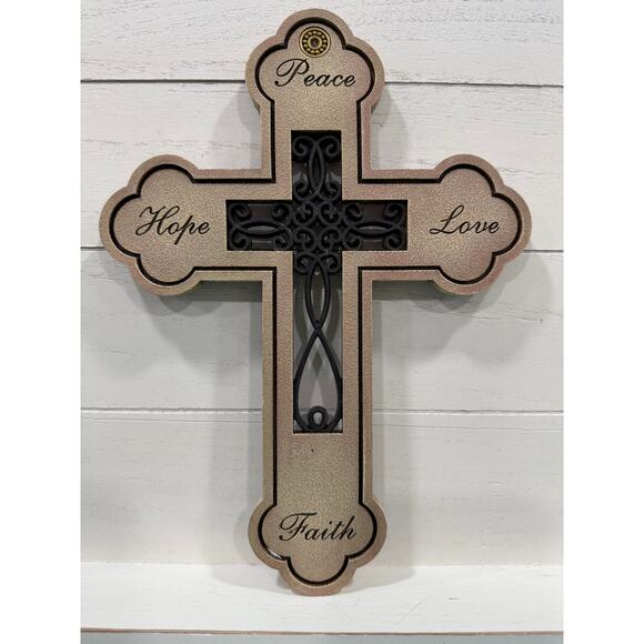 Farmhouse Wall Cross Peace Hope Love Faith Christian Decor Inspirational 10” - Picture 12 of 12